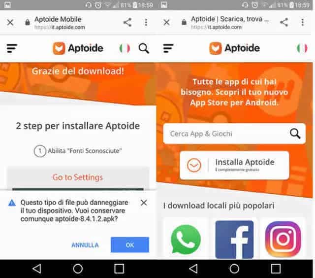 Scarica Aptoide guida