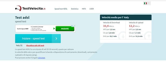 Speed TestVelocità.it speed test internet