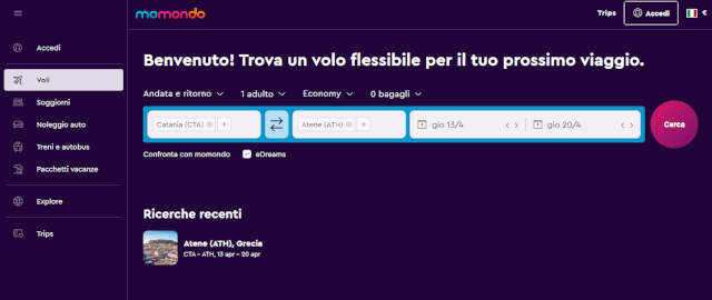 Momondo motore di ricerca hotel e viaggi