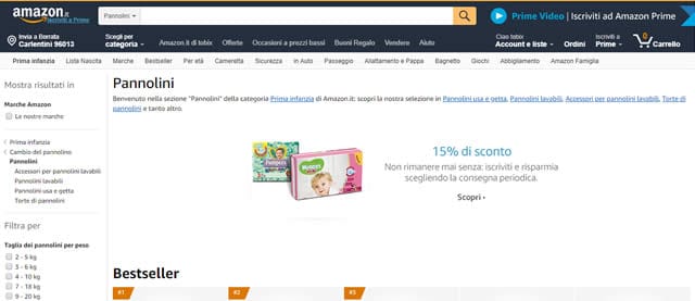 Amazon - Pannolini Usa e Getta Amazon Pannolini Huggies e Pampers