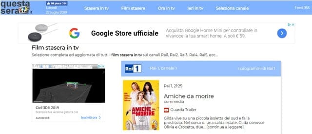 Questa sera in TV
