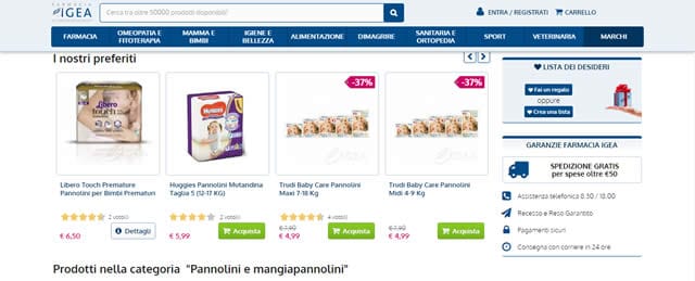 Farmacia Igea Farmacia Igea vendita Pannolini Online