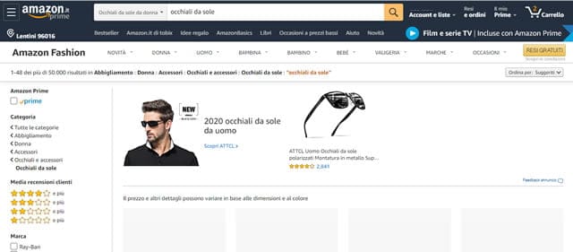 Amazon occhiali da sole Uomo e donna