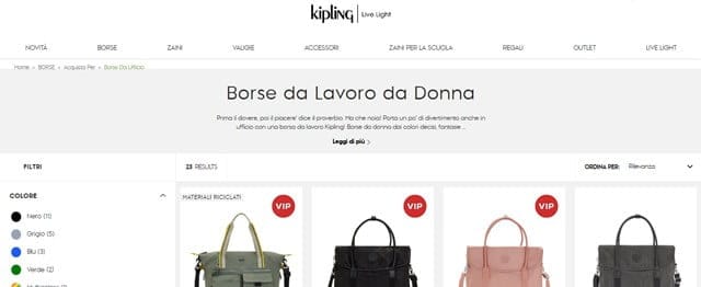 Kipling borse ufficio