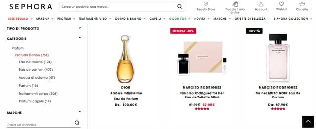 Sephora, negozio che accetta Klarna