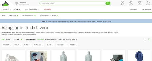 Leroy Merlin abbigliamento da lavoro