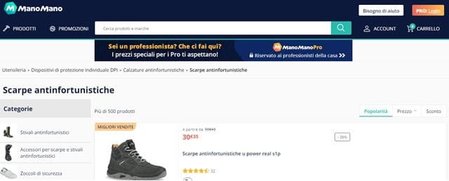 ManoMano scarpe antinfortunistiche