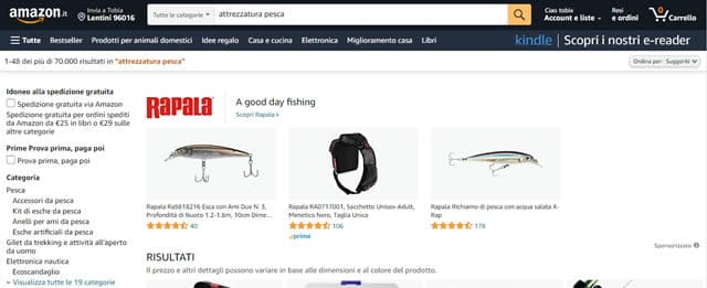 Amazon attrezzature pesca online