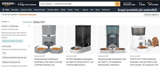 Amazon - Distributore automatico cibo cani Amazon dispenser cibo gatti e cani