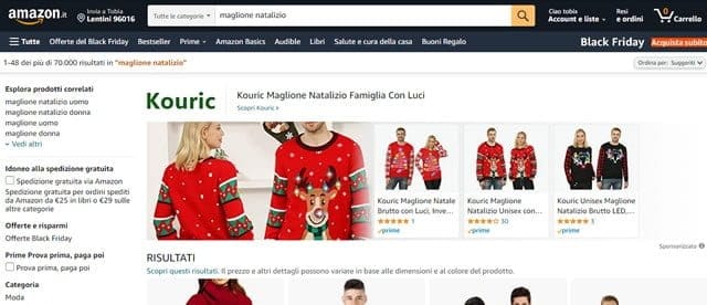 amazon maglioni di natale uomo e donna