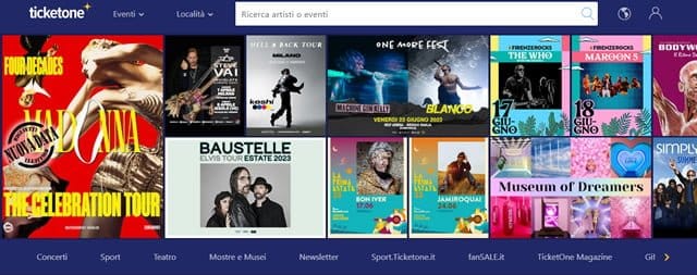 Ticketone Home Page