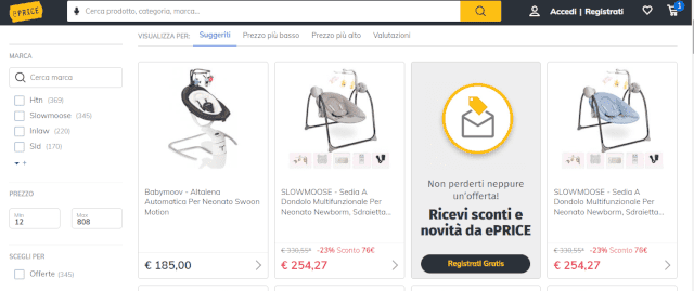 ePrice Sdraiette e dondoli Neonati