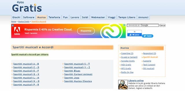 4ForGratis - Siti Dove Scaricare Spartiti Gratis 4ForGratis spartiti musicali gratuiti