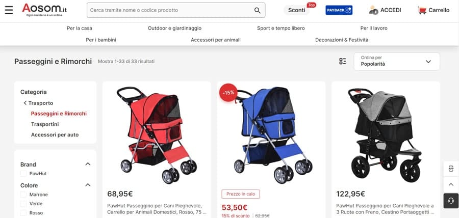 Aosom - Passeggino per Animali