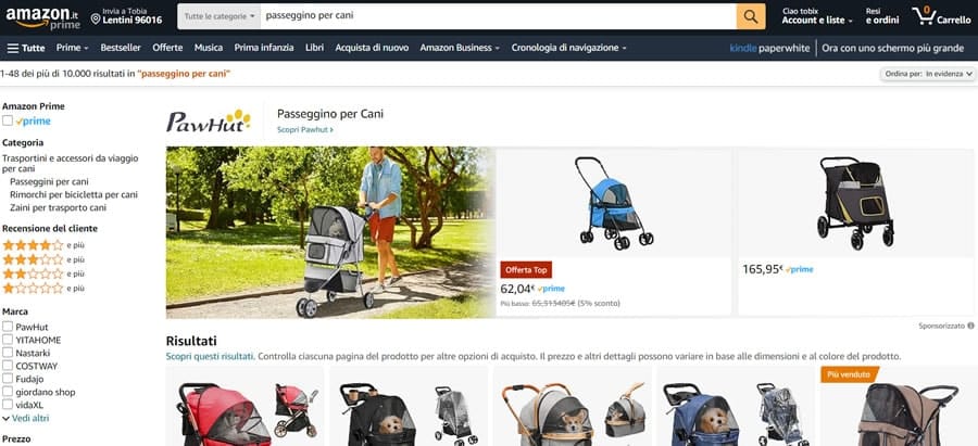 Amazon Passeggino per Cani