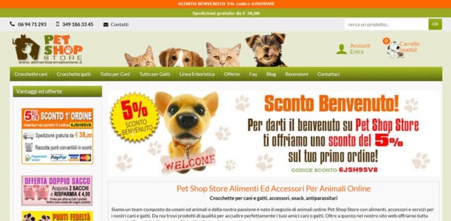 Pet Shop Store Homepage Pet Shop Store Alimenti Animali Online