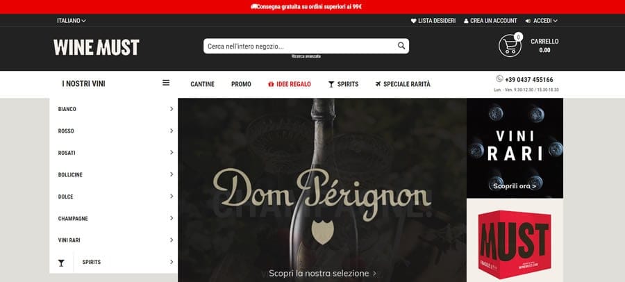 WineMust - Acquistare Vini sul Web Wine Must Homepage