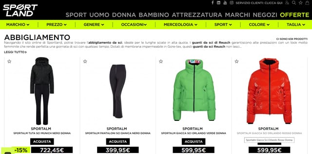 Sportland Tute da sci
