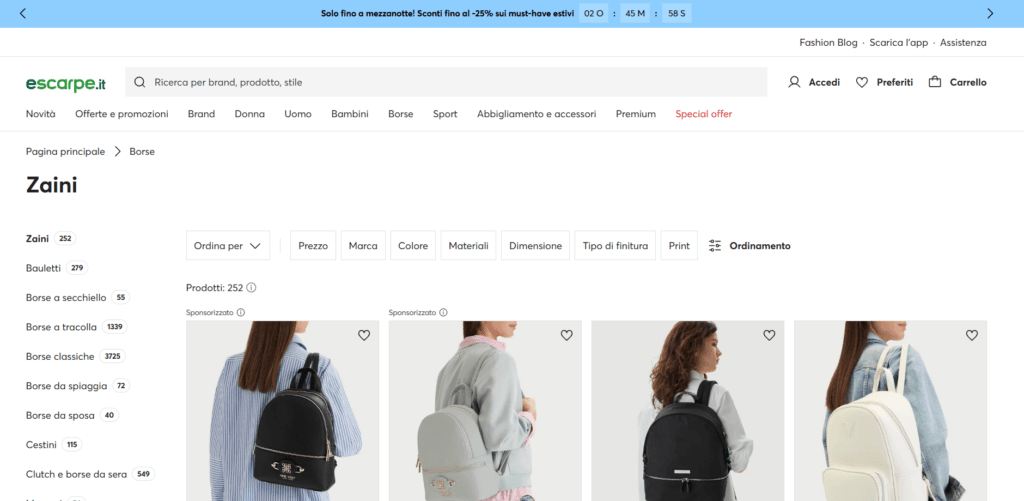 escarpe zaini borsa