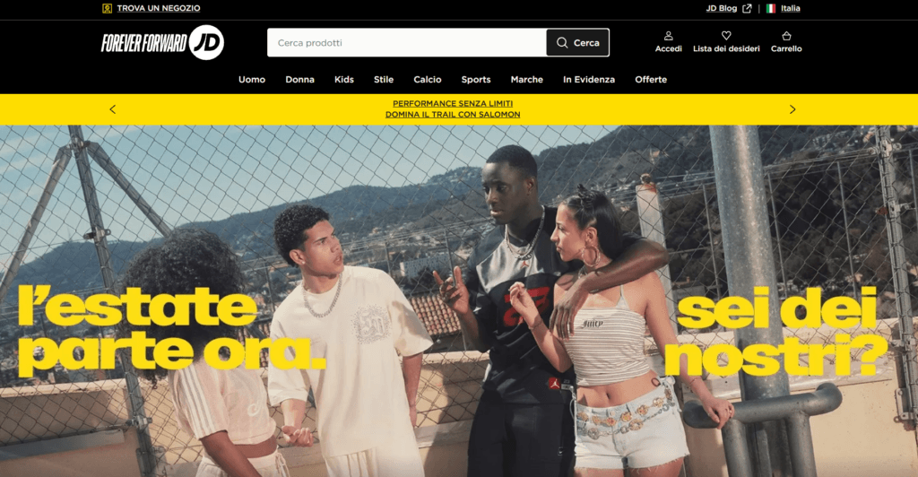 La home page di JD Sports