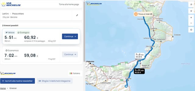 Via Michelin Calcolo Benzina Via Michelin Calcolo Benzina