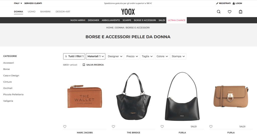 Yoox Borse in Ecopelle