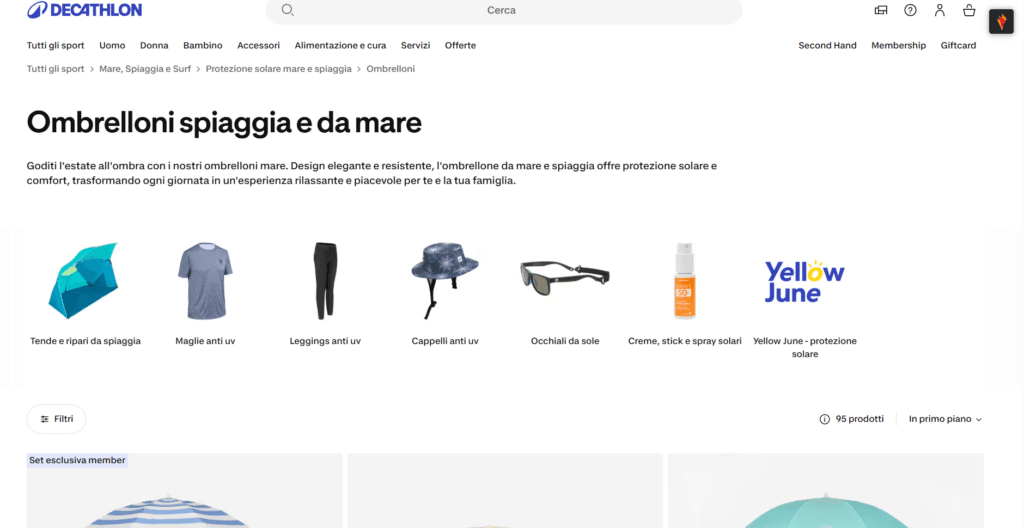 Decathlon ombrellone mare