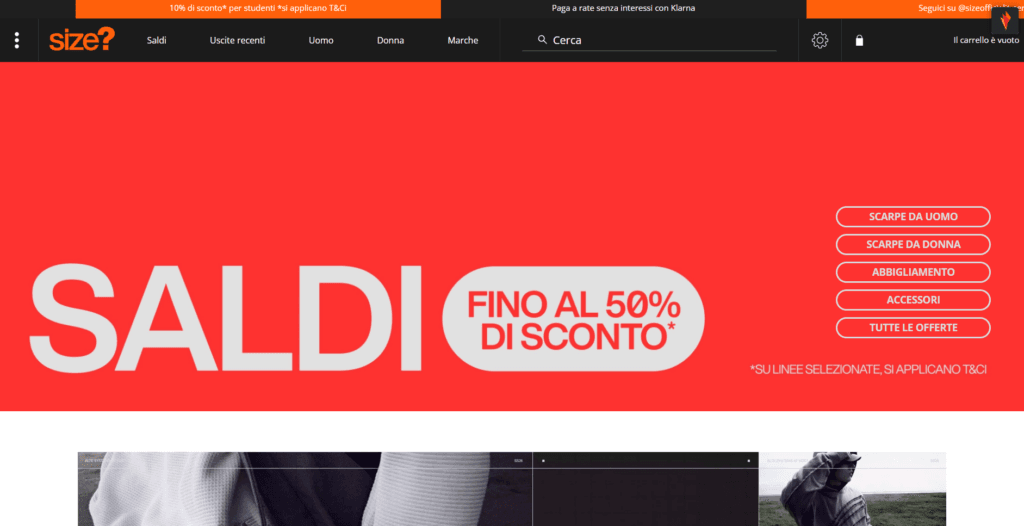 La home page di size?