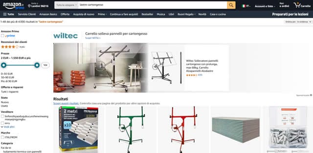 Amazon Lastre in cartongesso