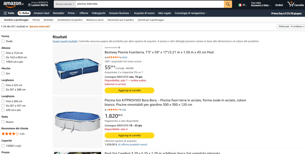 Amazon piscine interrate
