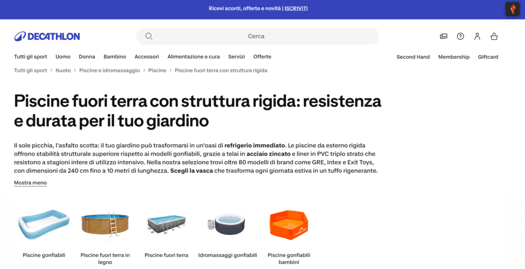 Decathlon piscine fuori terra