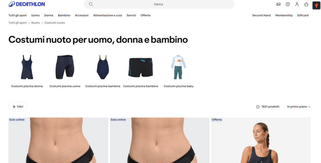 Decathlon costume per piscina