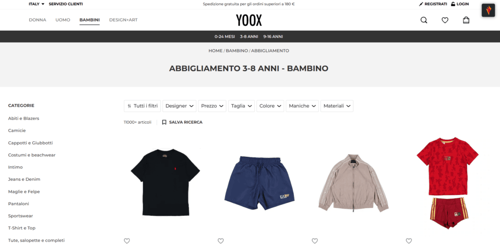 Yoox abbigliamento bimbi