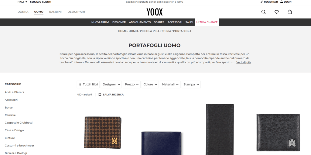 Yoox portafogli uomo