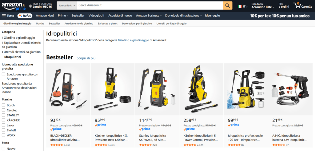 idropulitrici amazon