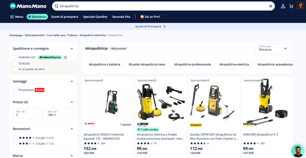 manomano idropulitrici in offerta