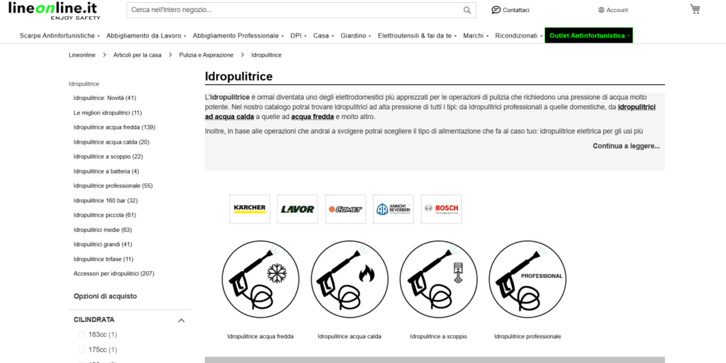 idropulitrici su Lineonline
