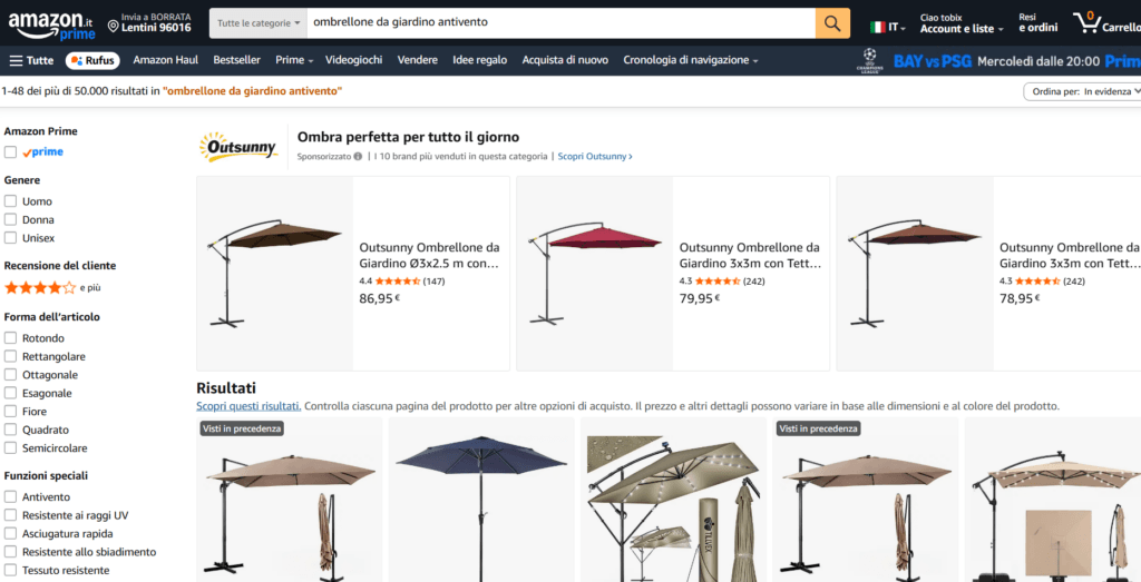 Amazon Ombrellone da giardino Amazon Ombrellone da giardino