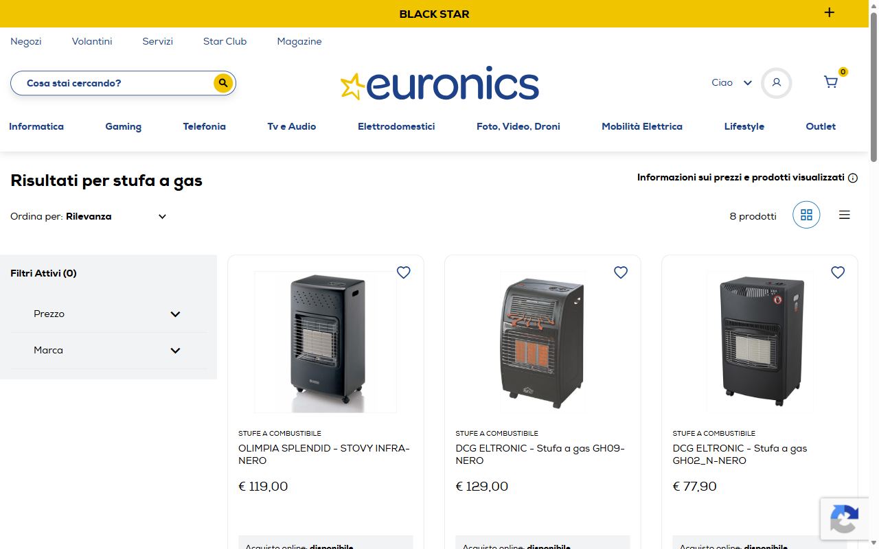 Le stufe a gas in vendita su Euronics: Olimpia Splendid Stovy e DCG