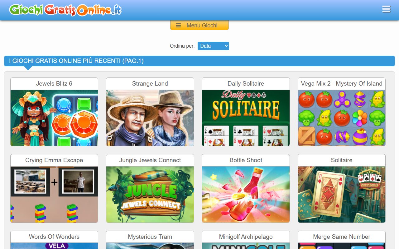 La home di GiochiGratisOnline.it