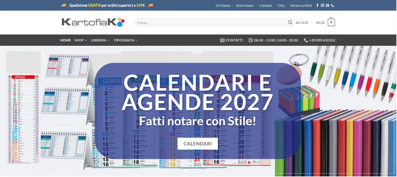 Kartoflak, home page: calendari e agende personalizzati