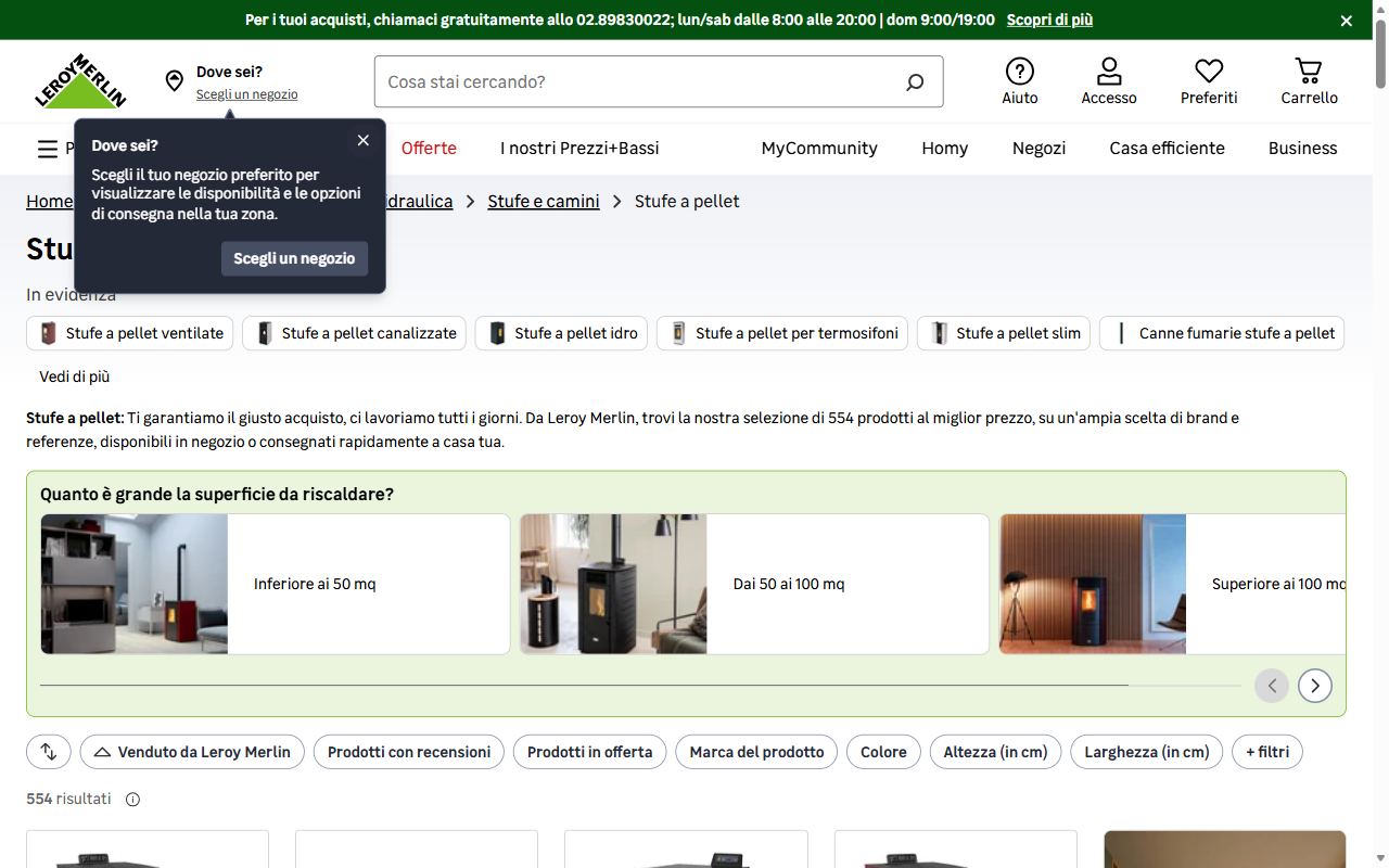 La categoria stufe a pellet di Leroy Merlin con le stufe ventilate e canalizzate