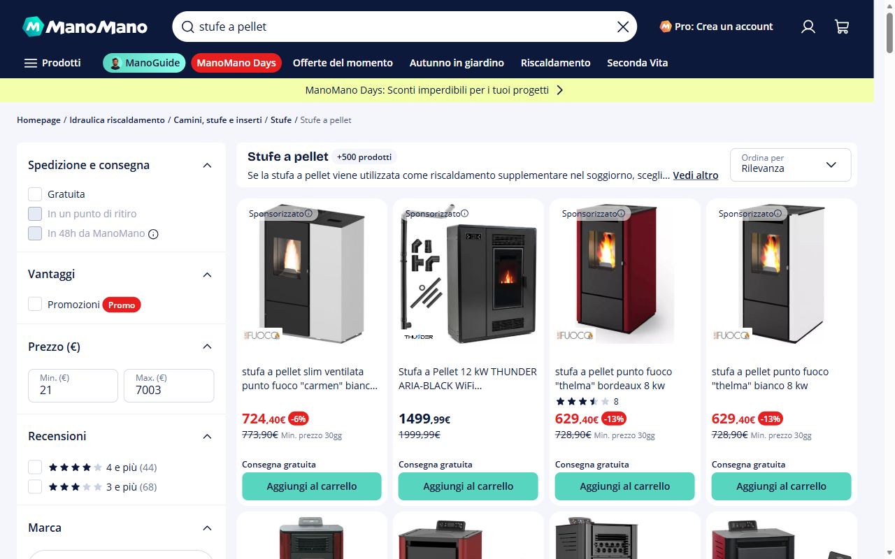 La categoria stufe a pellet di ManoMano con le offerte dei venditori