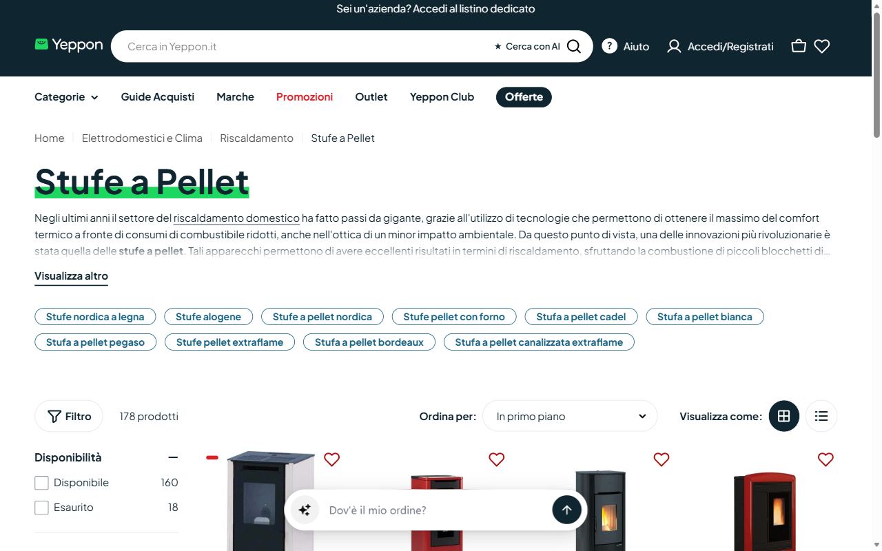 La collezione stufe a pellet di Yeppon