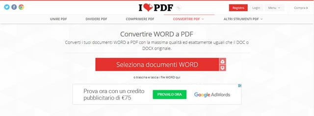Convertire da Word a Pdf Online gratis
