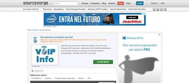 SourceForge giochi gratis da scaricare