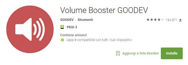 Volume Booster GOODEV App per Aumentare Volume su Android