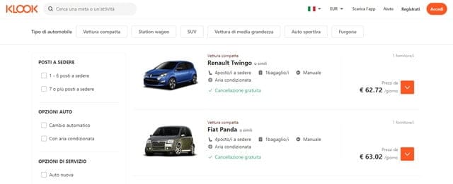 Klook  Klook noleggio auto