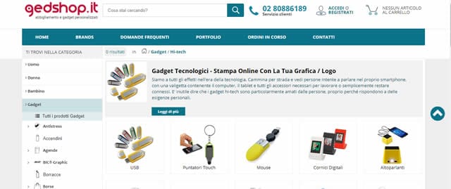 Gedshop Gedshop gadget personalizzabili