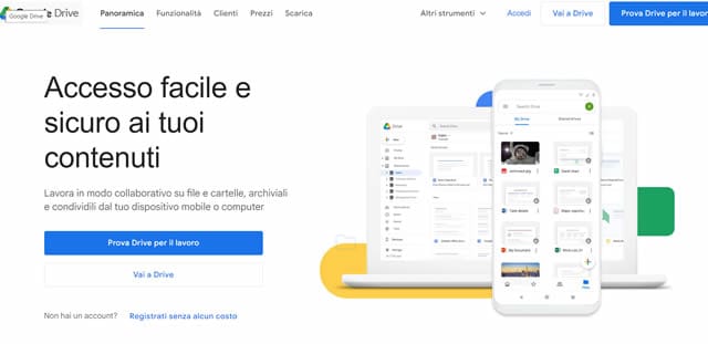 Google Drive Home Page Google Drive Spazio per Backup